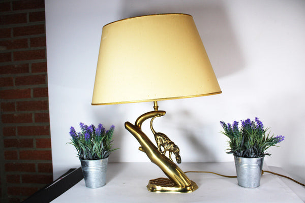 Rare hollywood regency brass leopard cub panther lamp 1970s attr maison charles