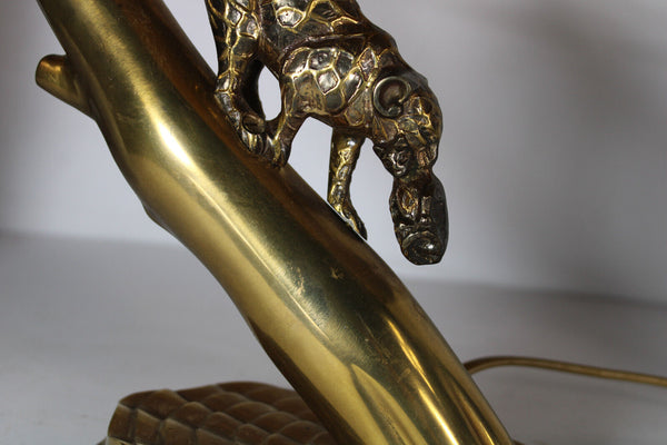 Rare hollywood regency brass leopard cub panther lamp 1970s attr maison charles