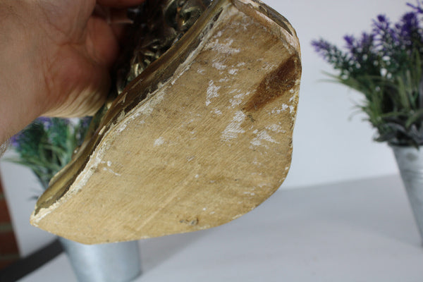 Antique 1800s italian 2 relic marcus holder stand wood carved church crucifix