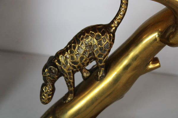 Rare hollywood regency brass leopard cub panther lamp 1970s attr maison charles