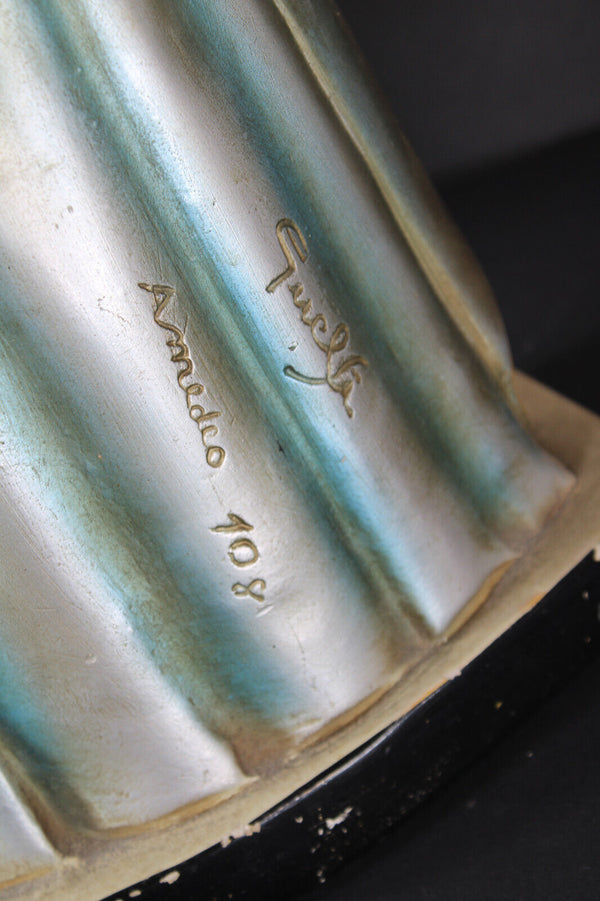 Antique Flemish SAINT VIRGA JESSE HASSELT chalk madonna figurine statue