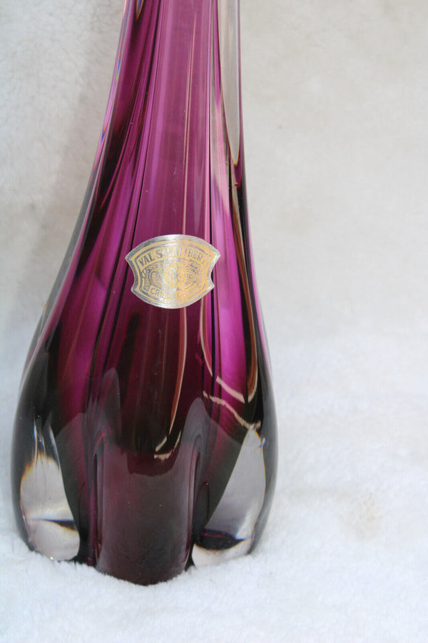 VAL SAINT LAMBERT amethyst purple crystal glass table lamp marked 1950s