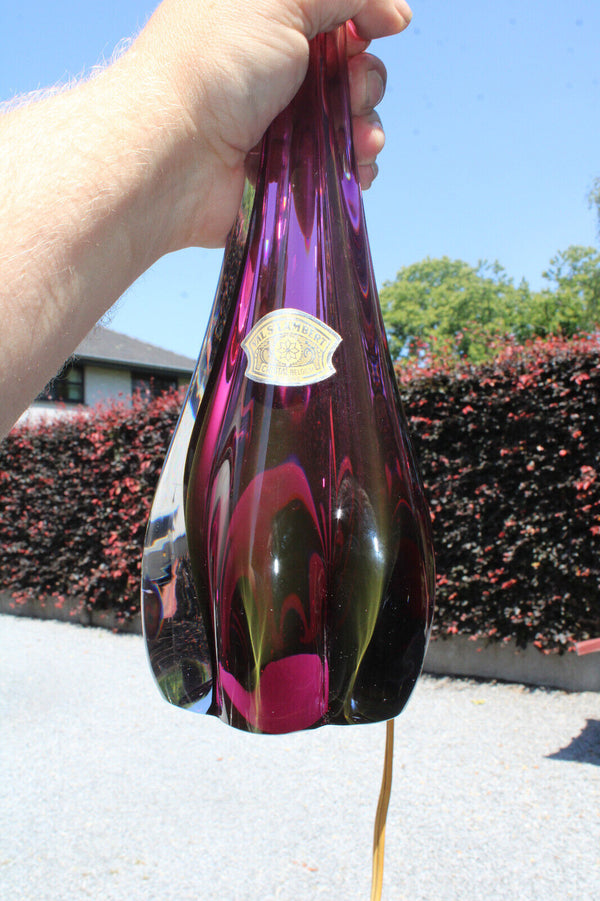 VAL SAINT LAMBERT amethyst purple crystal glass table lamp marked 1950s