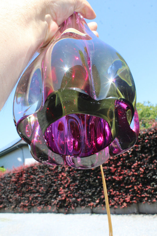 VAL SAINT LAMBERT amethyst purple crystal glass table lamp marked 1950s