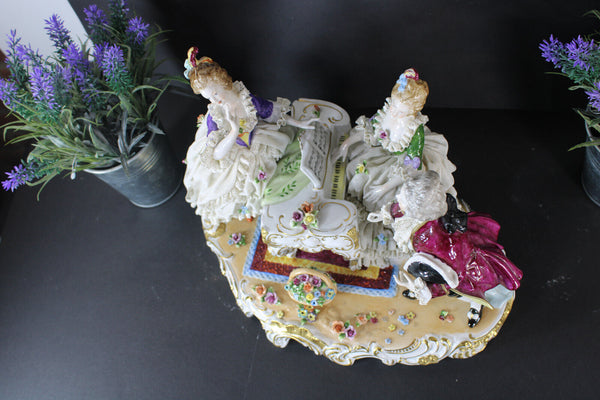 Antique GERMAN unterweissbach marked lace porcelain group piano statue