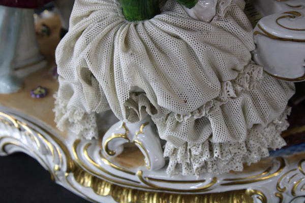 Antique GERMAN unterweissbach marked lace porcelain group piano statue