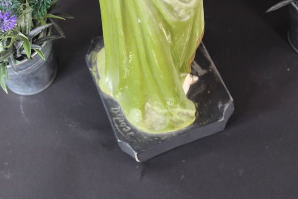 Antique Ceramic rare statue saint pope cornelius signed rare religious statue