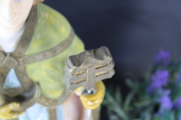 Antique Ceramic rare statue saint pope cornelius signed rare religious statue