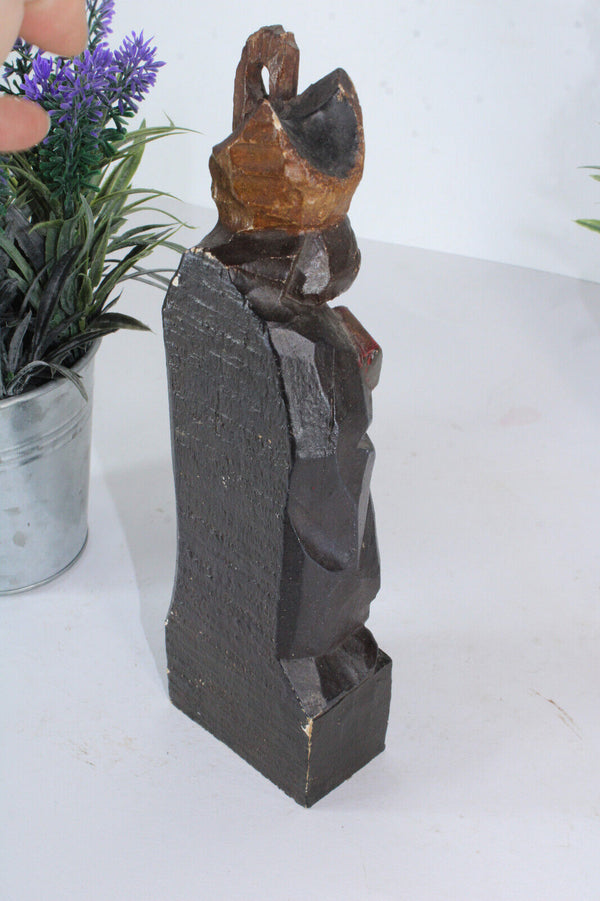 Antique French wood carved saint enogat dinard statue sculpture