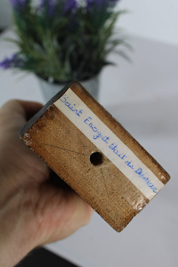 Antique French wood carved saint enogat dinard statue sculpture