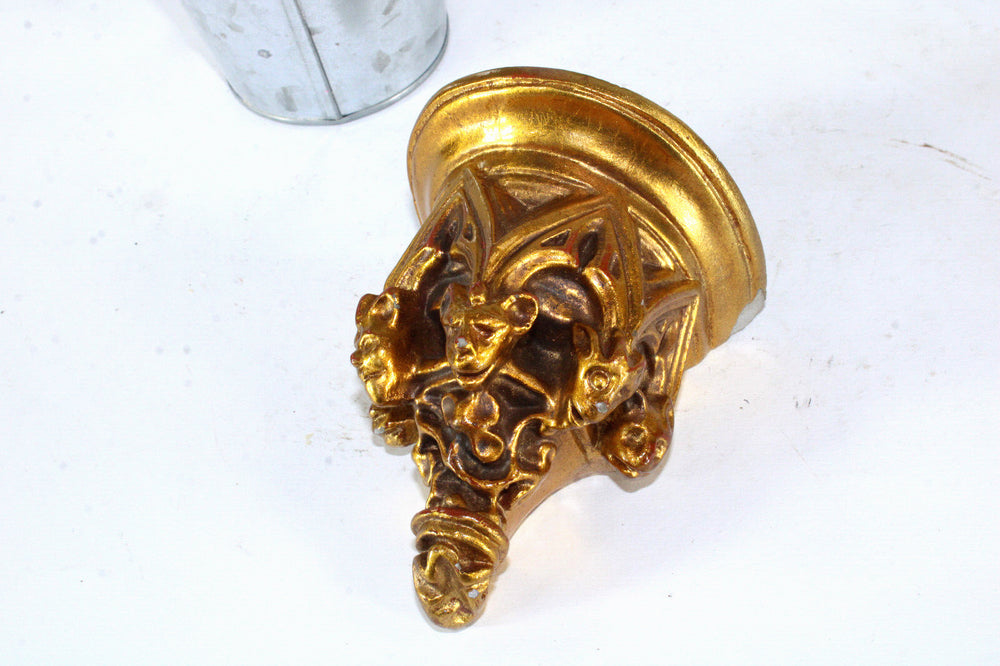 Antique  Ceramic neo gothic Gold gilt gargoyles figurine wall console for saint