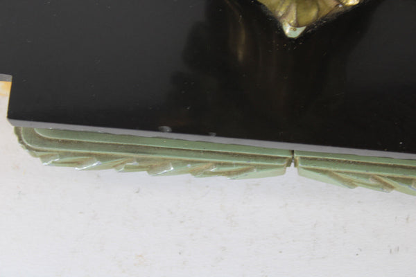 Antique art deco marble spelter lady goose bird sculpture statue