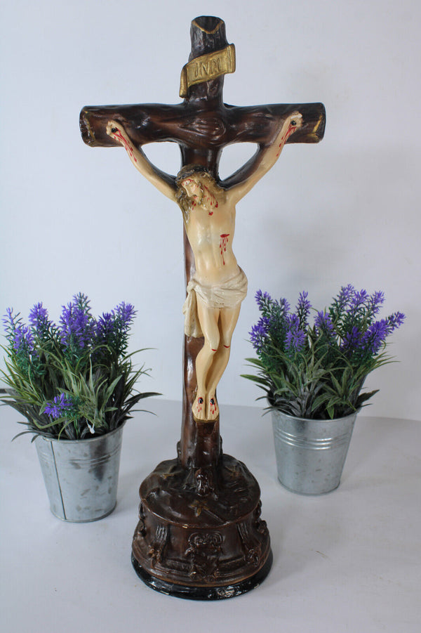 Antique ceramic religious crucifix religious