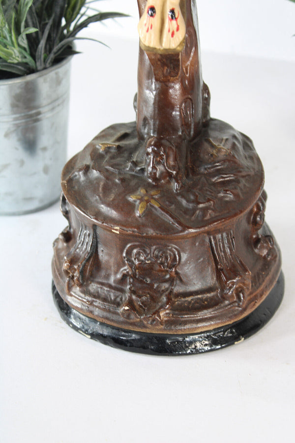 Antique ceramic religious crucifix religious