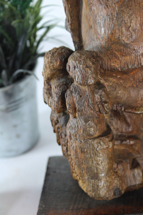 Antique Flemish 17thc Wood carved saint nicholas children statue sculpture rare