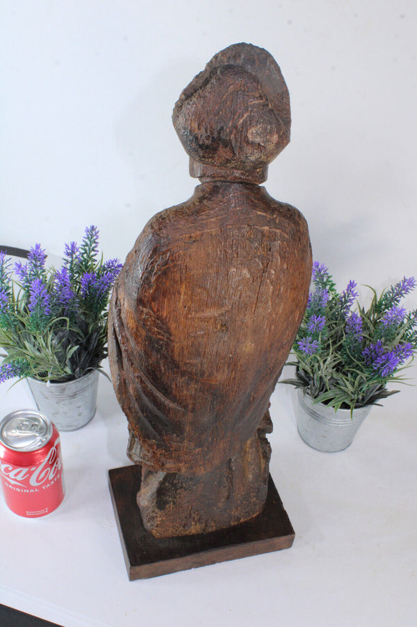 Antique Flemish 17thc Wood carved saint nicholas children statue sculpture rare