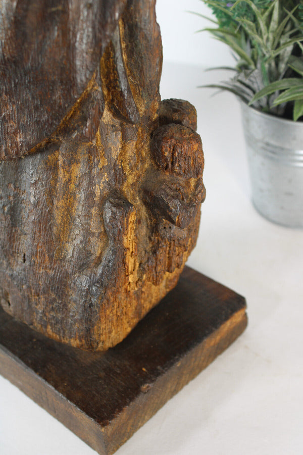 Antique Flemish 17thc Wood carved saint nicholas children statue sculpture rare