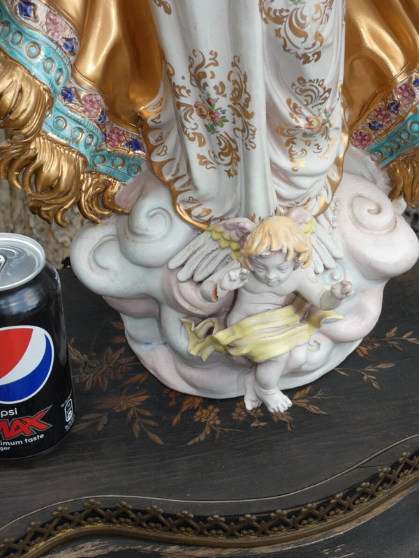 XL 27,5 italian Pattarino school terracotta madonna angels statue figurine italy