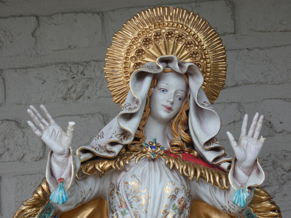 XL 27,5 italian Pattarino school terracotta madonna angels statue figurine italy