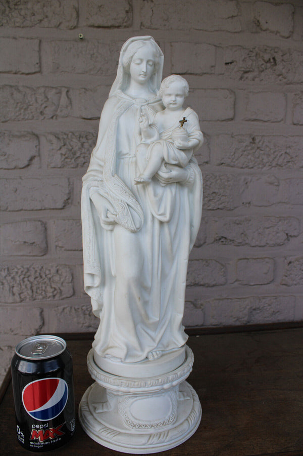 Antique Belgian Porcelain bisque madonna mary child figurine Large religious