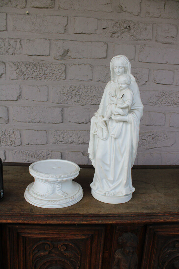 Antique Belgian Porcelain bisque madonna mary child figurine Large religious
