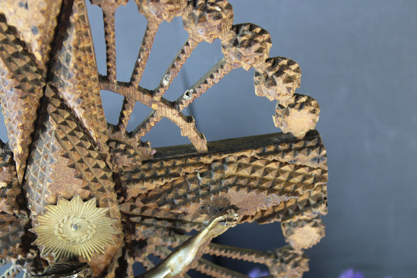 Antique Tramp art wood crucifix cross reliigous