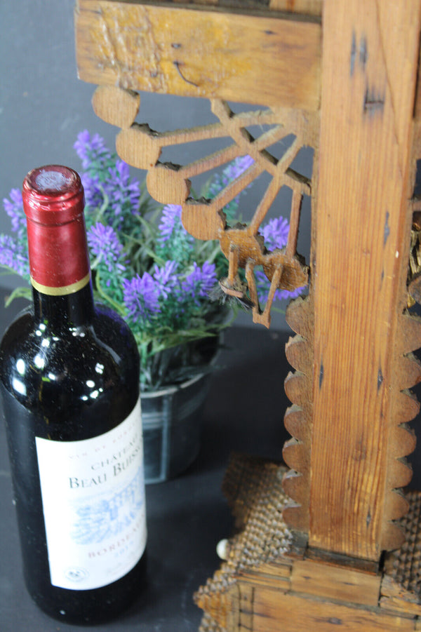 Antique Tramp art wood crucifix cross reliigous