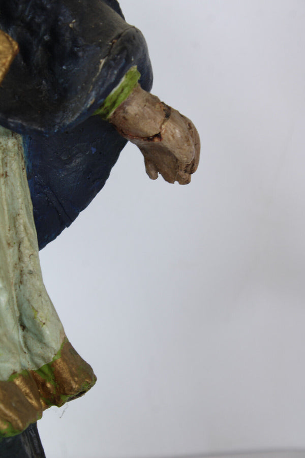 Rare antique John of Nepomuk Wood carved polychrome statue sculpture 18thc