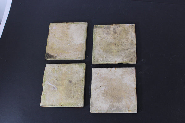 SET 4 Antique DELFT religious scenes manganese pottery tiles 1800s