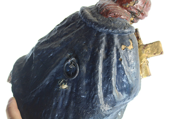 Rare antique John of Nepomuk Wood carved polychrome statue sculpture 18thc