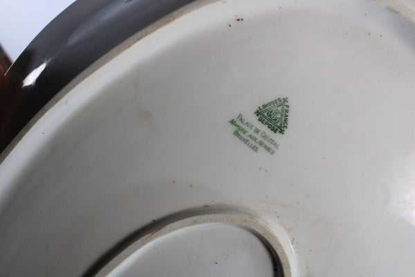 XL Antique LIMOGES marked porcelain hand paint bird tray plate