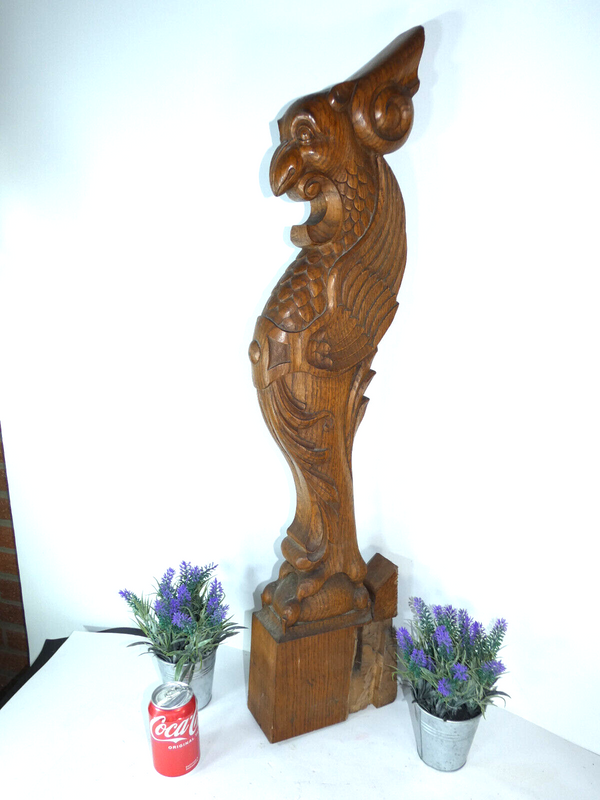 Antique wood carved departure staircase Bird dragon statue