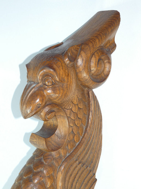 Antique wood carved departure staircase Bird dragon statue