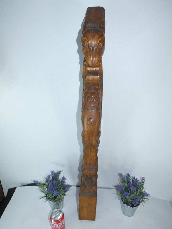 Antique wood carved departure staircase Bird dragon statue