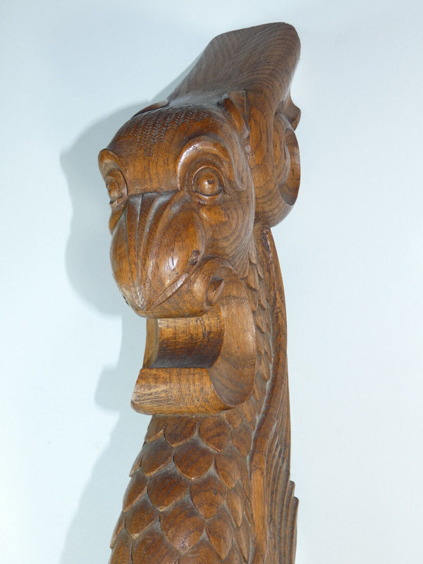 Antique wood carved departure staircase Bird dragon statue