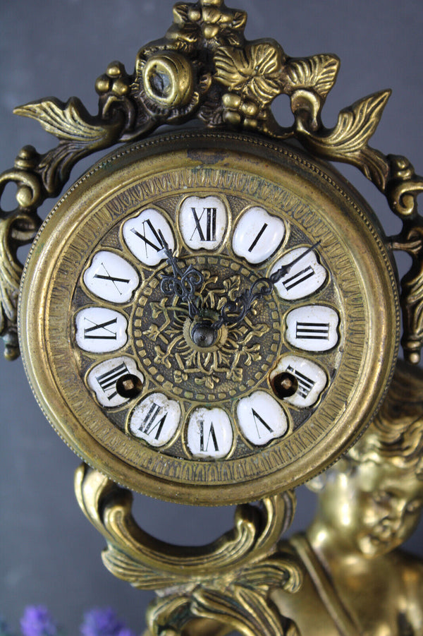 Vintage Bronze cherub putti clock figural