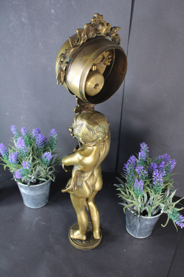 Vintage Bronze cherub putti clock figural