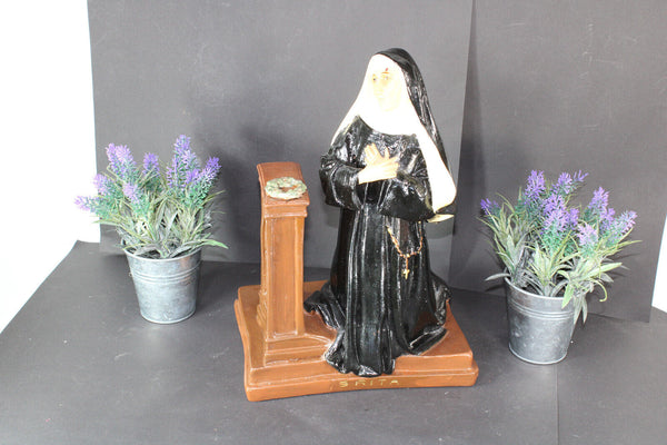 LARGE antique 1930 J DOMMISSE Art deco Terracotta ceramic calvary crucifix