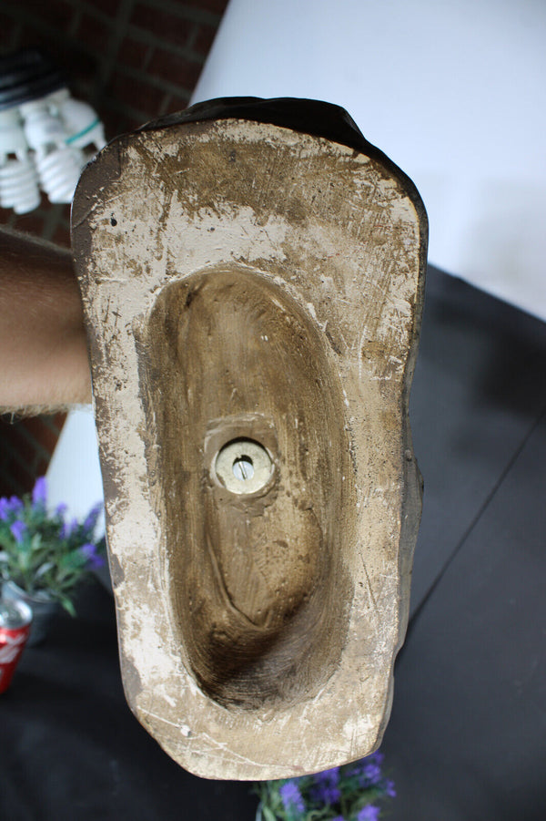 LARGE antique 1930 J DOMMISSE Art deco Terracotta ceramic calvary crucifix