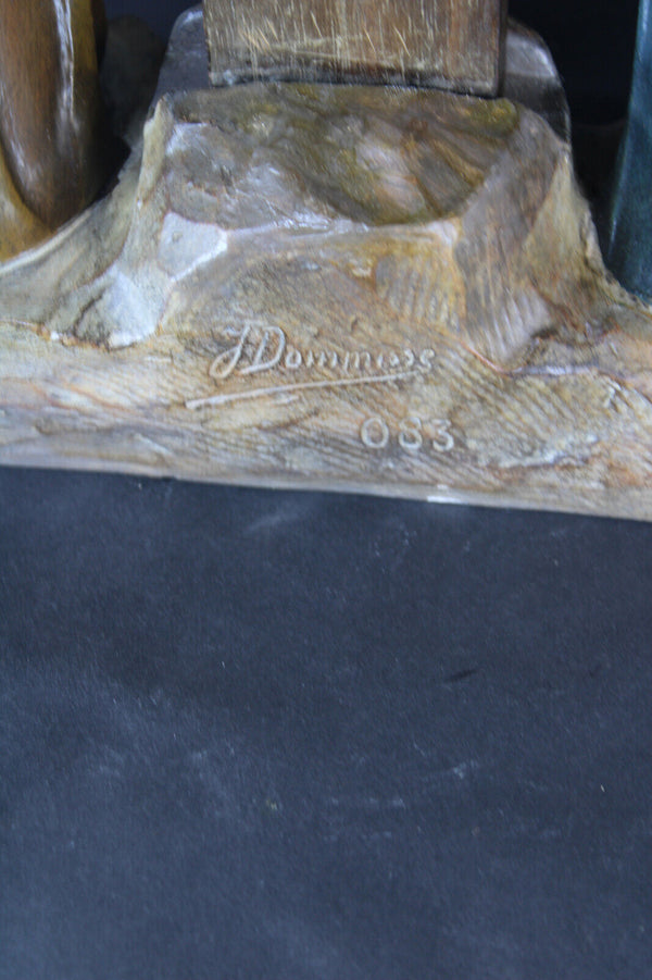 LARGE antique 1930 J DOMMISSE Art deco Terracotta ceramic calvary crucifix