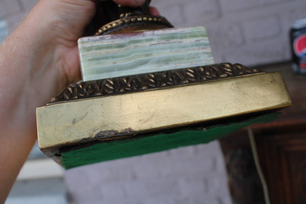 Hollywood regency maison DEKNUDT 3 graces figural lamp 1970s onyx marble brass