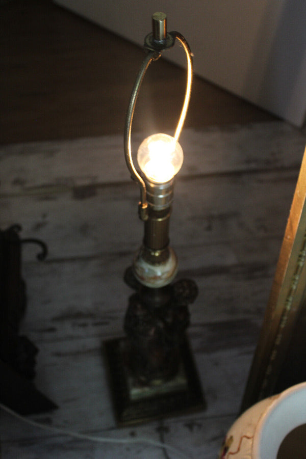 Hollywood regency maison DEKNUDT 3 graces figural lamp 1970s onyx marble brass