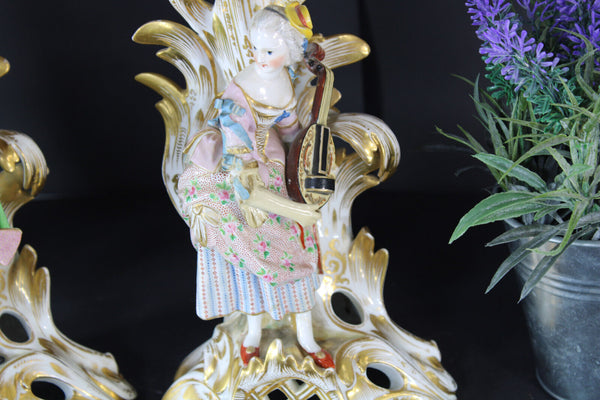 PAIR antique 19thc JACOB PETIT candle holder vieux paris porcelain vases