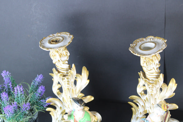 PAIR antique 19thc JACOB PETIT candle holder vieux paris porcelain vases