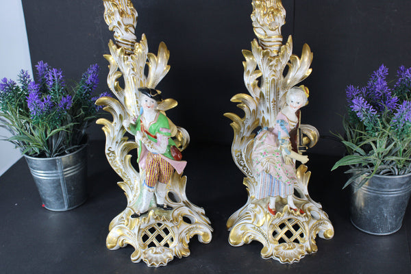 PAIR antique 19thc JACOB PETIT candle holder vieux paris porcelain vases