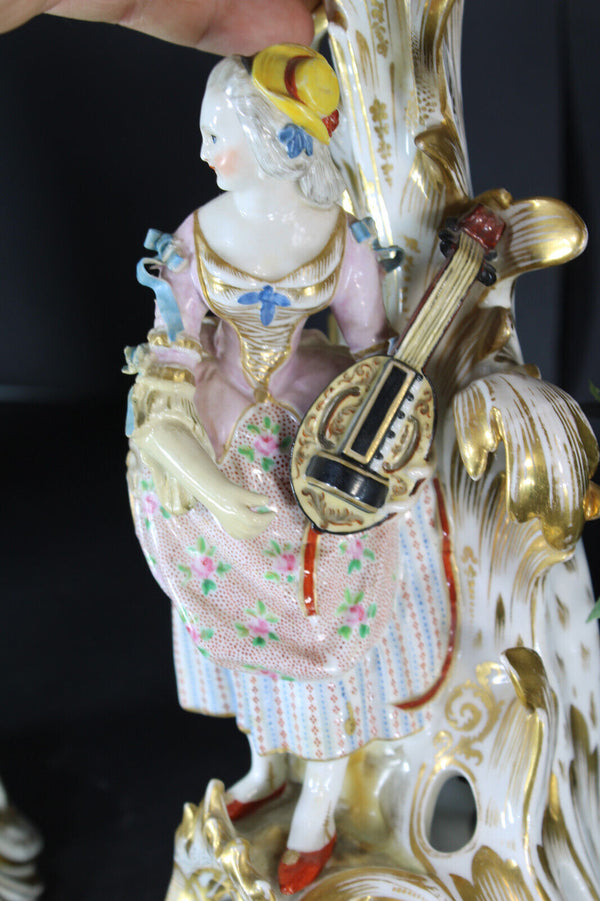 PAIR antique 19thc JACOB PETIT candle holder vieux paris porcelain vases