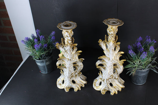 PAIR antique 19thc JACOB PETIT candle holder vieux paris porcelain vases