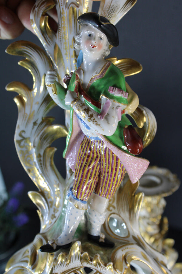 PAIR antique 19thc JACOB PETIT candle holder vieux paris porcelain vases