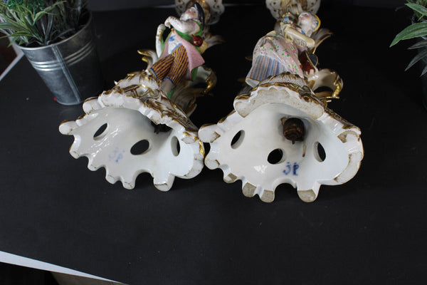 PAIR antique 19thc JACOB PETIT candle holder vieux paris porcelain vases