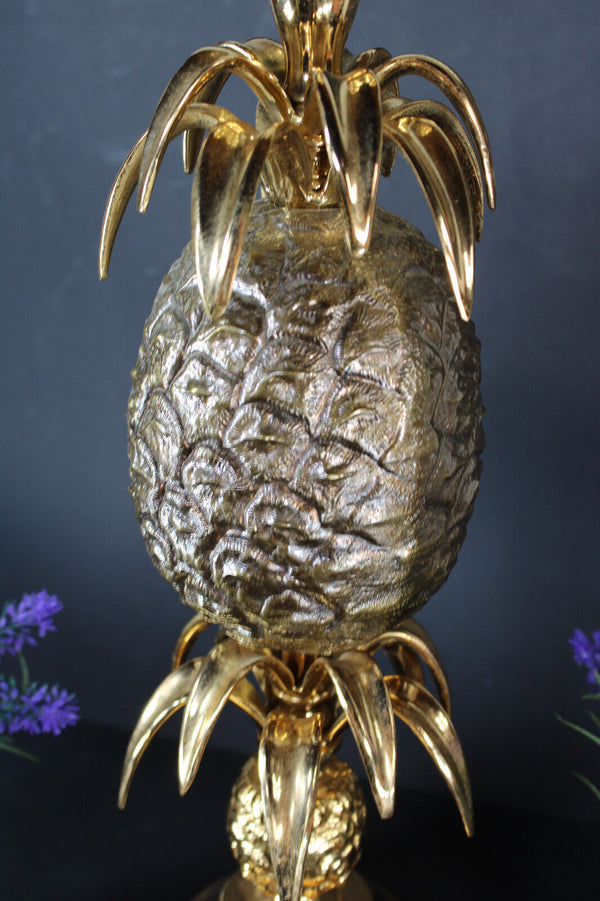 Hollywood regency Pineapple Table Lamp Brass Chrome attr maison jansen 70s